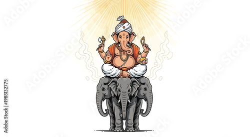 Lord ganesha riding a mouse a vibrant hindu deity illustration