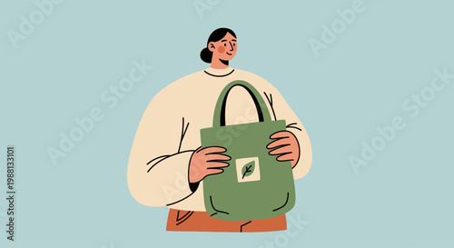 Woman Holding Green Handbag