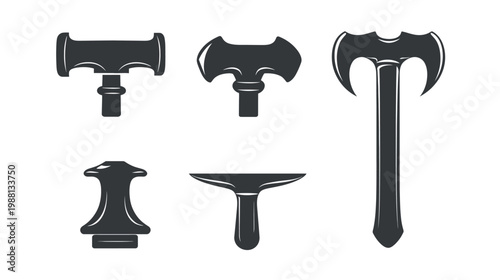 Silhouetted illustration of various tools on a white background. Tools are heavy duty and strong