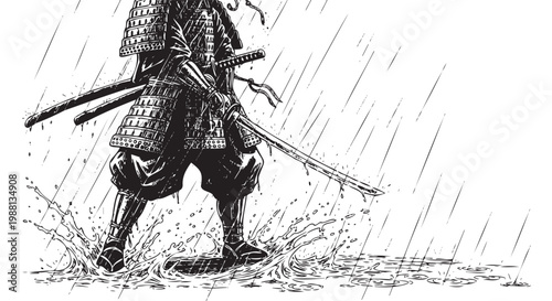 Samurai Warrior in Rain