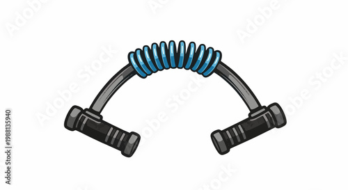 Handheld spring resistance exerciser with blue coil and black grips