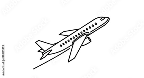 Airplane taking off in simple line art