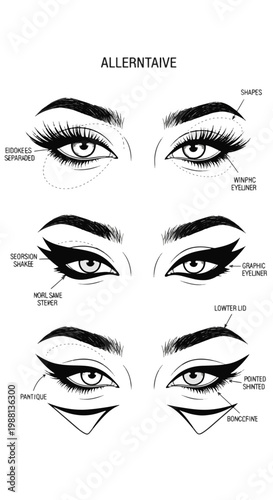 Diverse Eyeliner Styles Illustrated for Makeup Artists and Beauty Enthusiasts