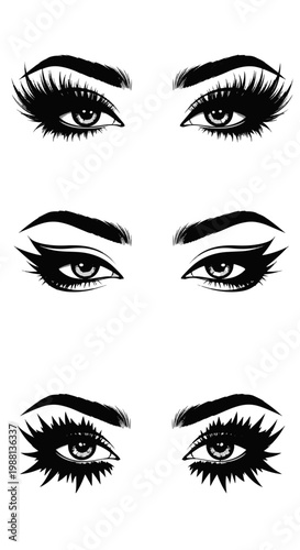 Glamorous Black Eyelashes and Eyebrows for Makeup Beauty Styles