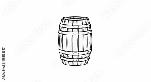 Sketch of a wooden barrel with metal bands