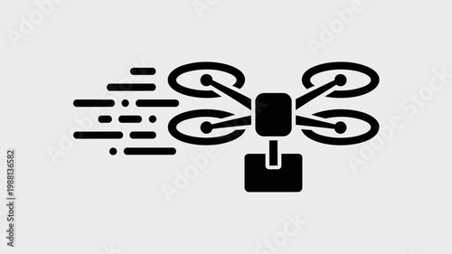 Drone delivering package with sleek motion lines - for logistics branding