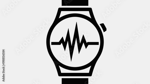 Futuristic smartwatch displaying heart rate line - for wearable tech branding