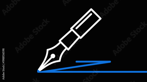 Minimal fountain pen with electric stroke mark - for artistic expression illustration