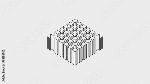 Isometric smart city grid with clean buildings - for urban tech branding