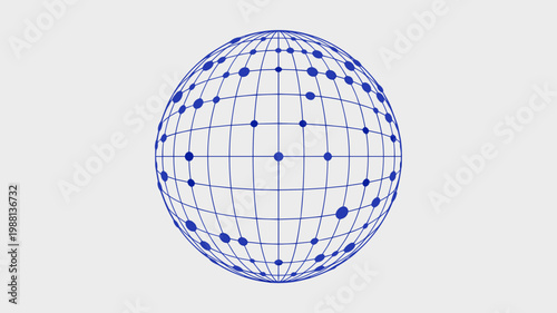 Wireframe globe icon with luminous city points - for international network design