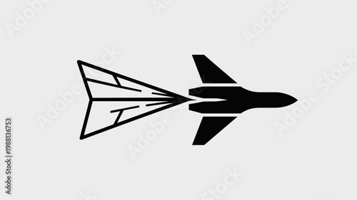 Geometric paper to fighter jet transformation - for progress illustration
