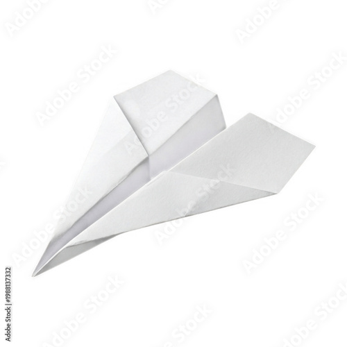 Paper airplane isolated on transparent background a classic childhood toy