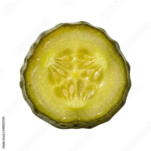 Sliced cucumber round isolated on transparent background fresh vegetable close up