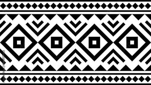 Seamless black traditional tribal geometric pattern