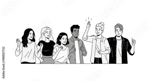 Diverse Group of Young People Standing Together.