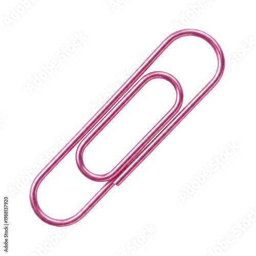 Pink paperclip isolated on transparent background office supply and fastening tool