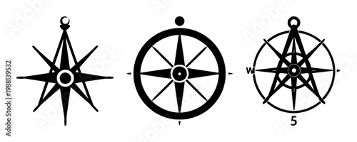 Mathematical compass icon set with solid black illustration against white background featuring compass, geometry, angle with vector and illustration
