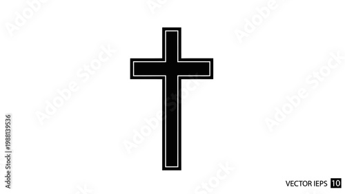Black Cross Symbol Christian Religion Icon.