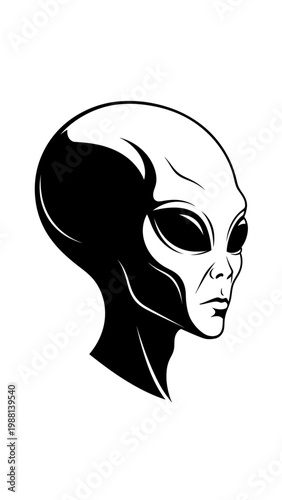 Alien head in profile view.