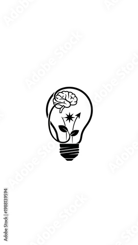 Light Bulb with Brain Inside.
