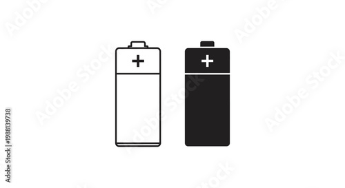 Two battery charge level indicators one full and one empty silhouette