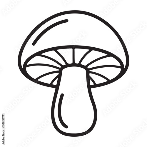 Minimalist Line Art Vector Mushroom Icon
