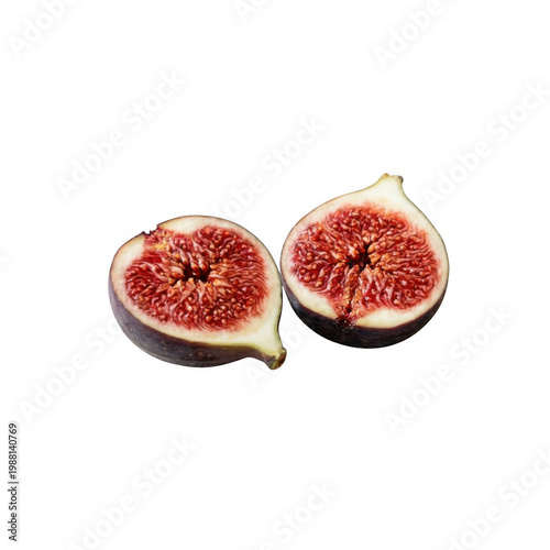 Halved fresh figs isolated on transparent background a delicious fruit display
