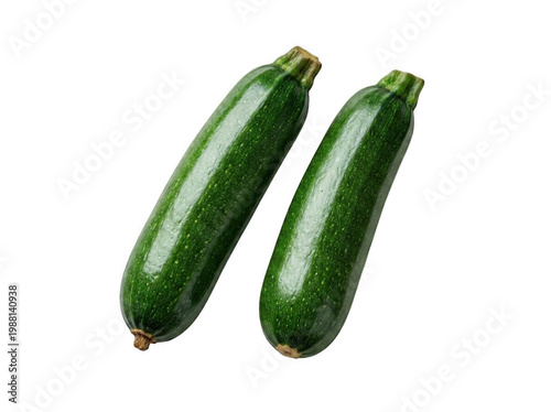 Two fresh zucchinis isolated on transparent background healthy vegetable produce
