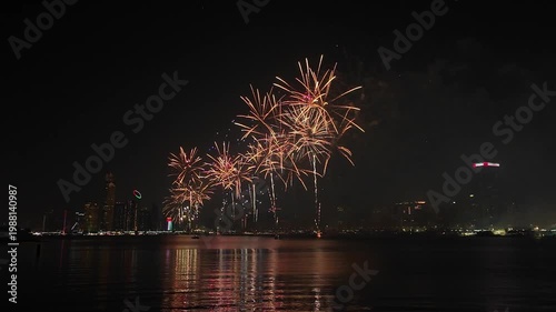 Fireworks in Abu Dhabi for celebrating religious holiday, UAE National Day