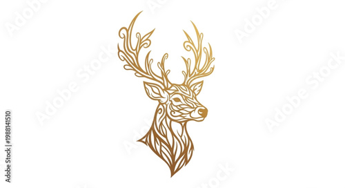 Elegant Deer Head with Ornate Antlers Artistic Illustration.