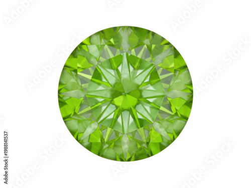 Brilliant oval peridot gemstone isolated on transparent background high detail