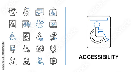 Accessibility Icons and Disability Support Concepts Vector Set