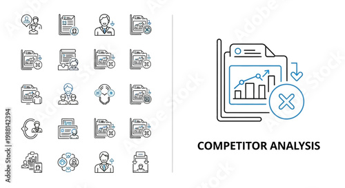 Business competitor analysis infographic icons.
