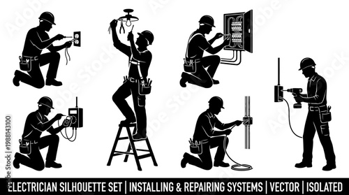 Electrician installing electrical systems.