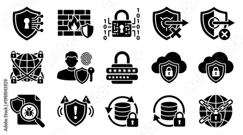 Security icons for protection and safety.