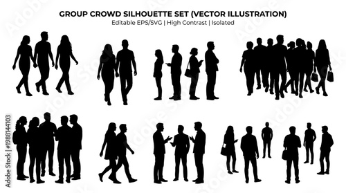 Silhouette of people walking together.