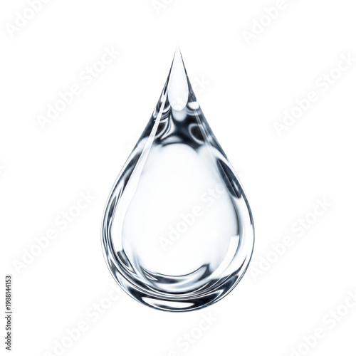Fotografija Minimalist silver teardrop pendant isolated on white background