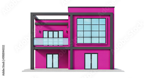Modern Pink House with Dark Gray Accents