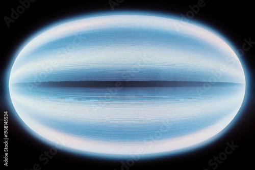 Futuristic abstract light sphere with blue and white gradient