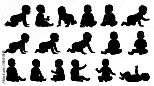 baby development stages silhouette