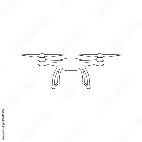 Simple outline drone symbol set with quadcopter designs, presented as minimal vector line illustrations isolated on clean background, EPS 10 compatible.