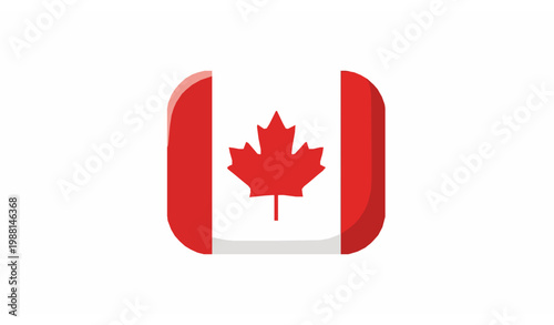A stylized Canadian flag icon with a red maple leaf