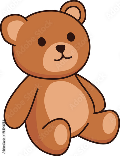 Cute brown teddy bear sitting and smiling isolated on a white background