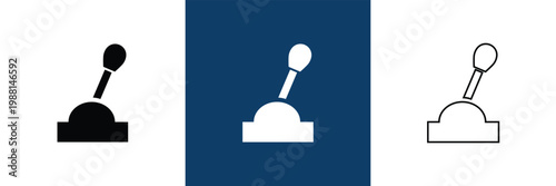 Control Lever Icon Solid and Outline Styles. Minimal control lever icons in solid and outline styles, symbolizing machinery operation, manual control, and industrial interface elements.