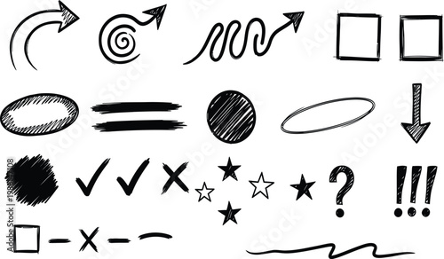 hand-drawn vector icons set for education and science concepts