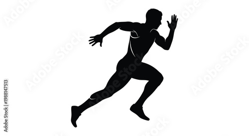 A dynamic running figure captured in a striking black silhouette