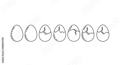Sequence of eggs cracking open showing stages of hatching.