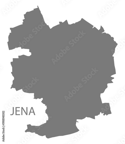 Jena city map with boroughs grey illustration silhouette shape