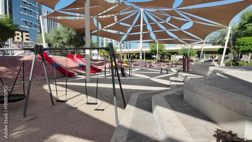 Empty playground in Al Reem island in Abu Dhabi, UAE