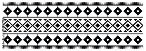 Set of African tribal motive border, Mexico or African print design, hand drawn abstract seamless pattern, ethnic background, African style vector illustration for textiles, banners, wallpapers, 
